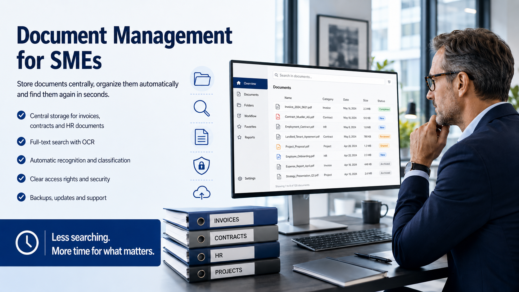 Digital document management for SMEs with central archive, search and structured access